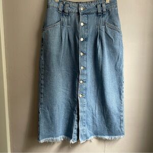 Free People We the Free Sydney Midi Denim Skirt Size 30 Blue